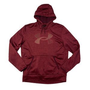 Under Armour Hoodie Mens M Medium Wine Red Big Logo Sporty Fleece Sweatshirt